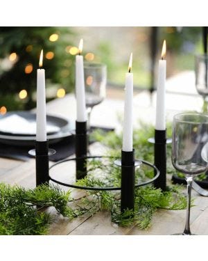 Black Metal Circular Candle Holder - 27.5cm