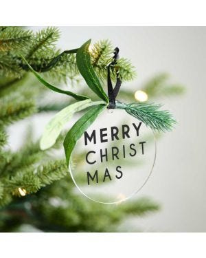 Merry Christmas with Foliage Tree Decorations (4pk)