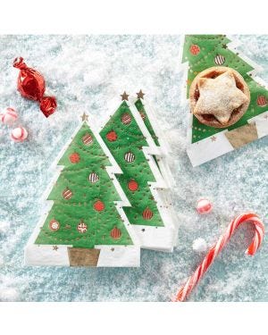 Christmas Tree Shaped Paper Napkins - 32cm (12pk)