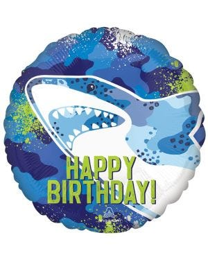 Shark Birthday Balloon - 18&quot; Foil
