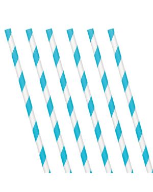 Turquoise Stripe Paper Straws (24pk)