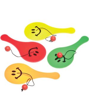 Smile Paddle Bat &amp; Ball - 11cm (4pk)