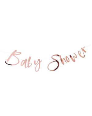Twinkle Twinkle &#039;Baby Shower&#039; Rose Gold Paper Banner - 1.5m