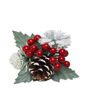 Red Snowy Berry, Spruce and Cone Pick