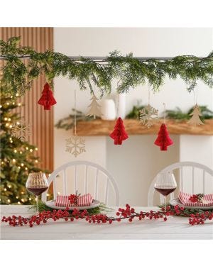 Wooden Hanging Reindeers, Tree, Foliage and Honeycombs