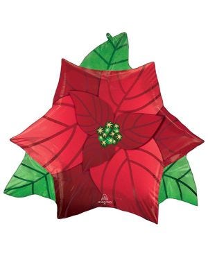 Poinsettia SuperShape Balloon - 26&quot; Foil