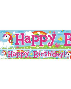 Unicorn Happy Birthday Paper Banners - 1m (3pk)