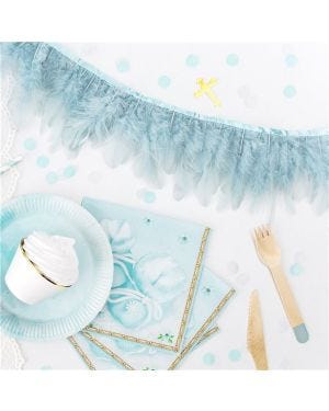 Misty Blue Feather Garland - 1m