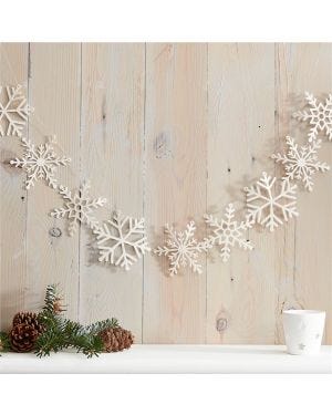 White Glitter Snowflake Garland - 1.5m