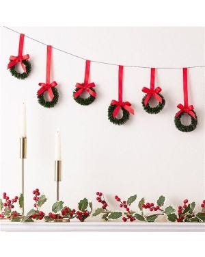Hanging Wreaths with Velvet Ribbon