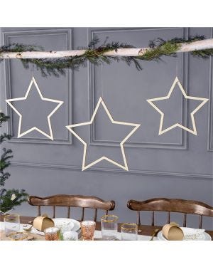 Star Wooden Decorations (3pk)