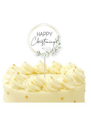 Botanical Celebration Christening  Card Cake Topper