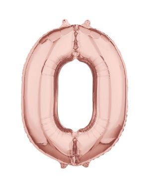 Rose Gold Number 0 Balloon - 26&quot; Foil