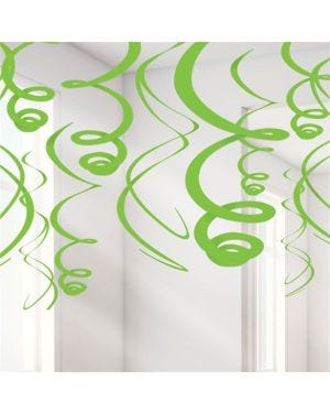 Lime Green Hanging Swirls Decoration - 55cm (12pk)