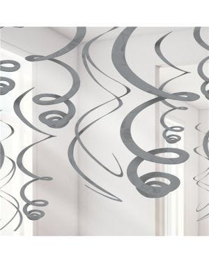 Silver Hanging Swirls Decoration - 55cm (12pk)