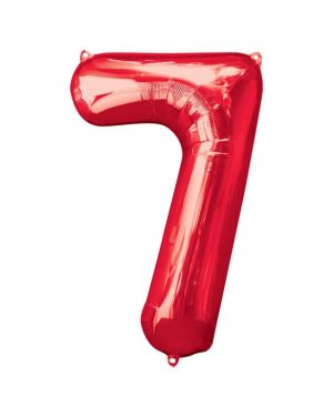 Number 7 Red Foil Balloon - 34&quot;