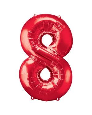 Number 8 Red Foil Balloon - 34&quot;