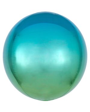 Ombre Blue &amp; Green Orbz Balloon - 16&quot; Foil