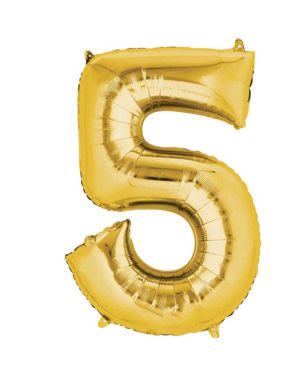 Gold Number 5 Balloon - 16&quot; Foil