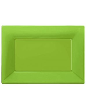 Lime Green Plastic Serving Platters - 23cm x 32cm (3pk)