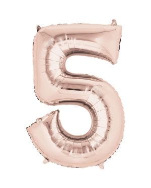 Rose Gold Number 5 Air Filled Balloon - 16&quot; Foil