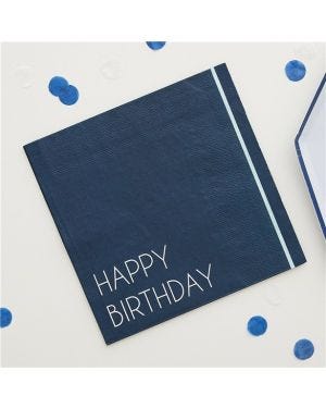 Mix It Up Blue Happy Birthday Eco Paper Napkins (16pk)