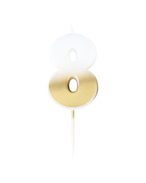 Gold Ombre Number 8 Candle - 5cm