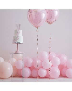 Rose Gold Happy Birthday Balloon Tails (5pk)