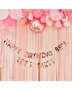 Mix It Up Rose Gold Personalised &#039;Happy Birthday&#039; Paper Banner - 4m