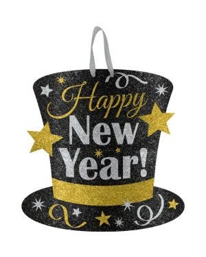 Metallic Glitter New Year&#039;s Eve Hanging Sign - 29cm