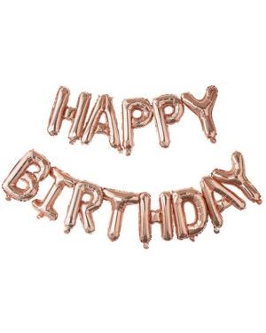 Pick &amp; Mix Rose Gold &#039;Happy Birthday&#039; Balloon Bunting - 5m