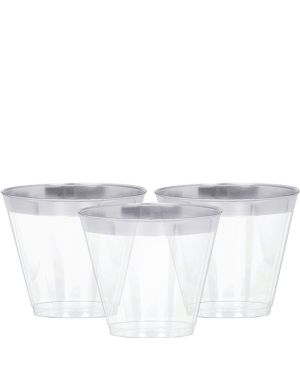 Premium Silver Trim Plastic Tumbler - 266ml (24pk)