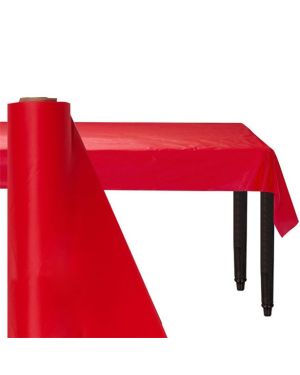 Red Jumbo Plastic Banqueting Roll - 76m