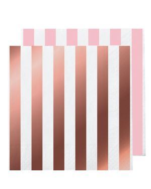 Rose Gold Stripe Paper Napkins - 33cm (16pk)