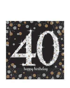 Sparkling Celebration 40th Birthday 2ply Paper Napkins - 33cm (16pk)