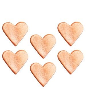Rose Gold Shimmering Hearts Sugar Decorations (6pk)