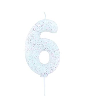 6th Birthday Candle - Iridescent 7cm
