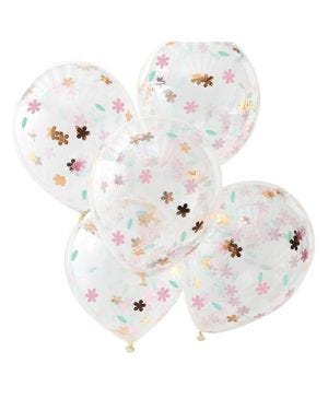 Floral Confetti Latex Balloons - 12&quot; (5pk)