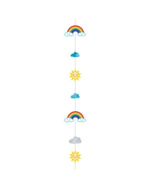 Rainbow &amp; Clouds Glitter Paper Balloon Tail - 1.8m