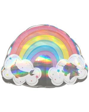 Magical Rainbow Holographic SuperShape Balloon - 28&quot; Foil