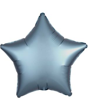 Steel Blue Satin Luxe Star Foil Balloon - 18&quot;