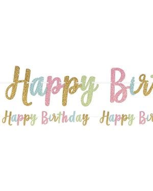 Confetti Fun &#039;Happy Birthday&#039; Glitter Letter Banner - 3.65m