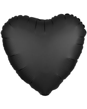 Onyx Black Satin Luxe Heart Balloon - 18&quot; Foil