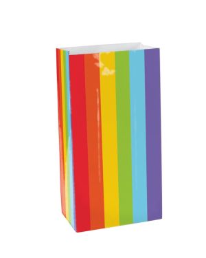 Rainbow Mini Paper Bags - 16.5cm (12pk)