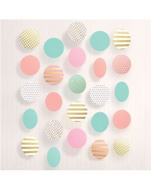 Pastel &amp; Metallic Large Circle Hanging String Decoration (5pk)