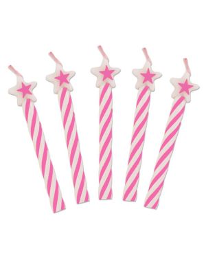 Pink Star Top Candles - 6cm (8pk)