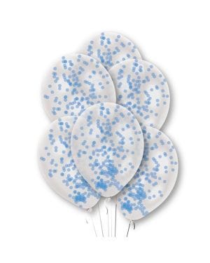Blue Confetti Clear Latex Balloons - 11&quot; (6pk)