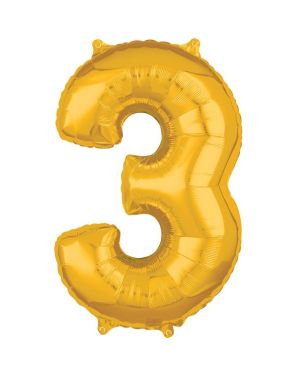 Gold Number 3 Balloon - 26&quot; Foil