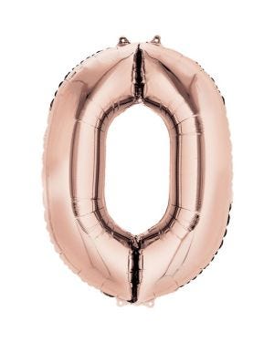 Rose Gold Number 0 Air Filled Balloon - 16&quot; Foil
