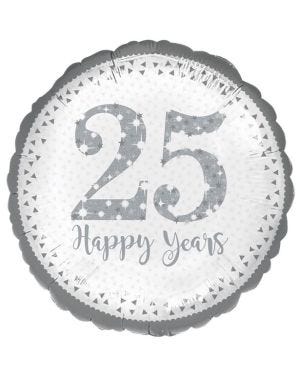 25th Silver Wedding Anniversary Balloon - 18&quot; Foil